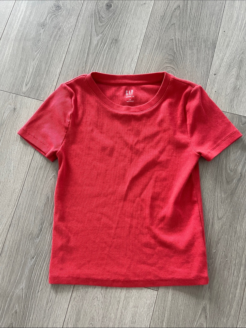 GAP Bright Red Ribbed Short-Sleeve Tee